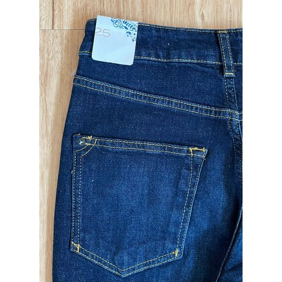Pilcro and the Letterpress Dark Wash Straight Leg Blue Jeans, Size 25, NWT! $140 - Picture 7 of 13